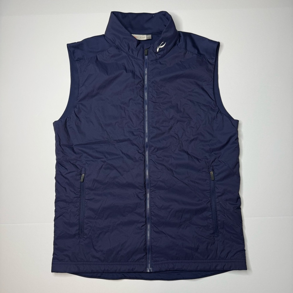 Kjus Mens 52 (Large) Blue Full Zip Quilted Performance Golf Retention Vest Logo